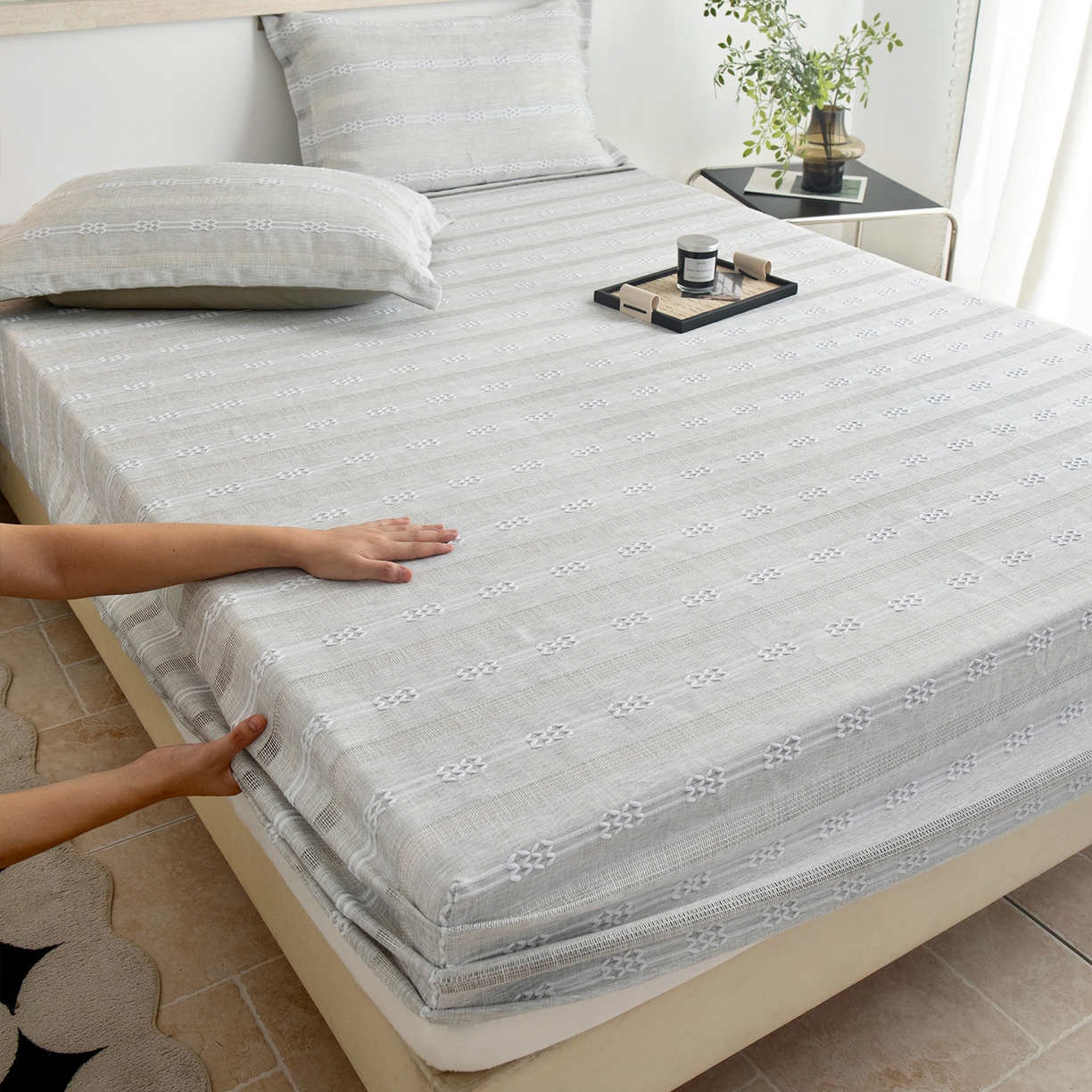 （总）云玲时尚 2025新款粗麻镂空款床笠