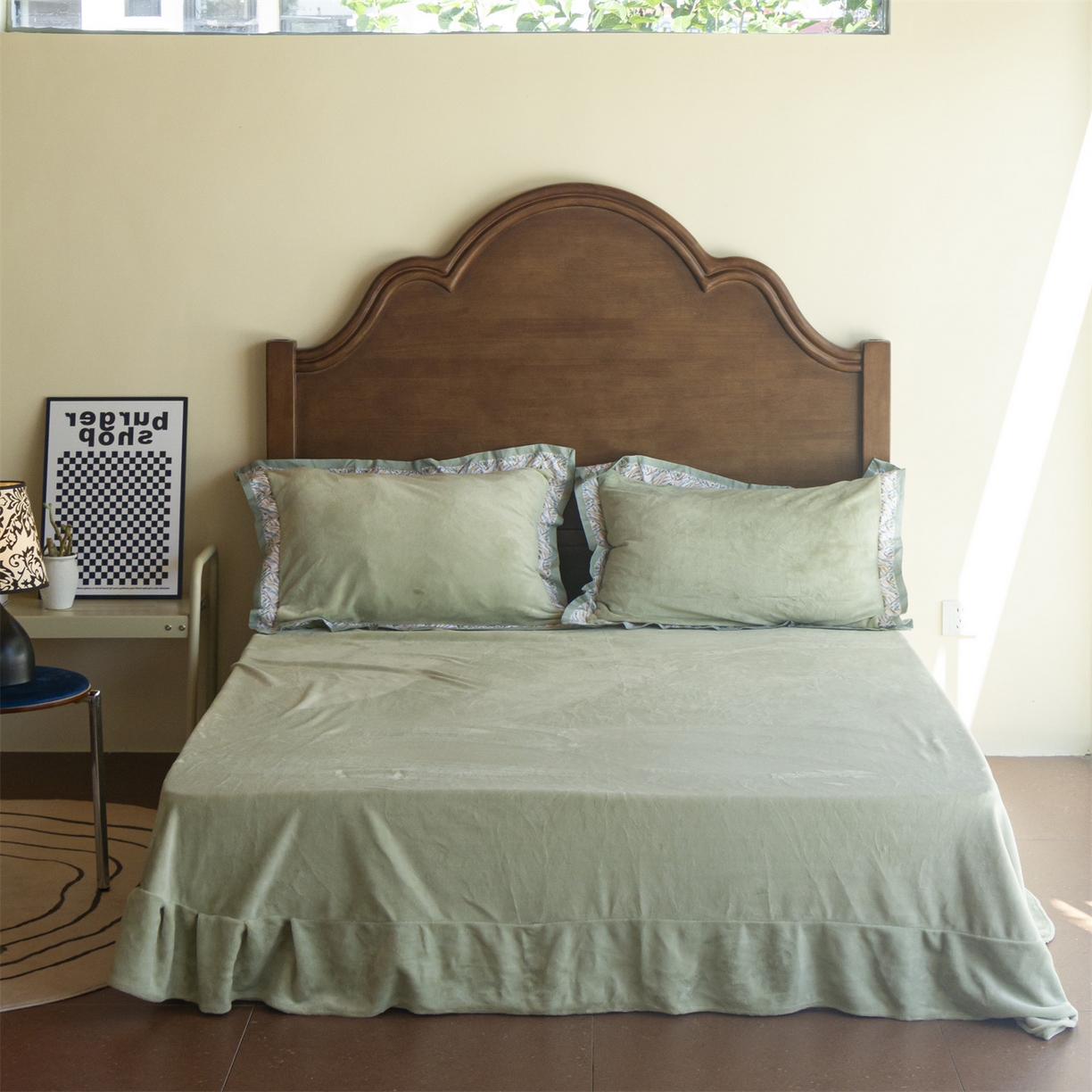 91家纺网 家纺一手货源 找家纺 绒梦里 2025新款高克重全消光工艺款高定云绒牛奶绒四件套云柔秘境 云柔秘境-绿