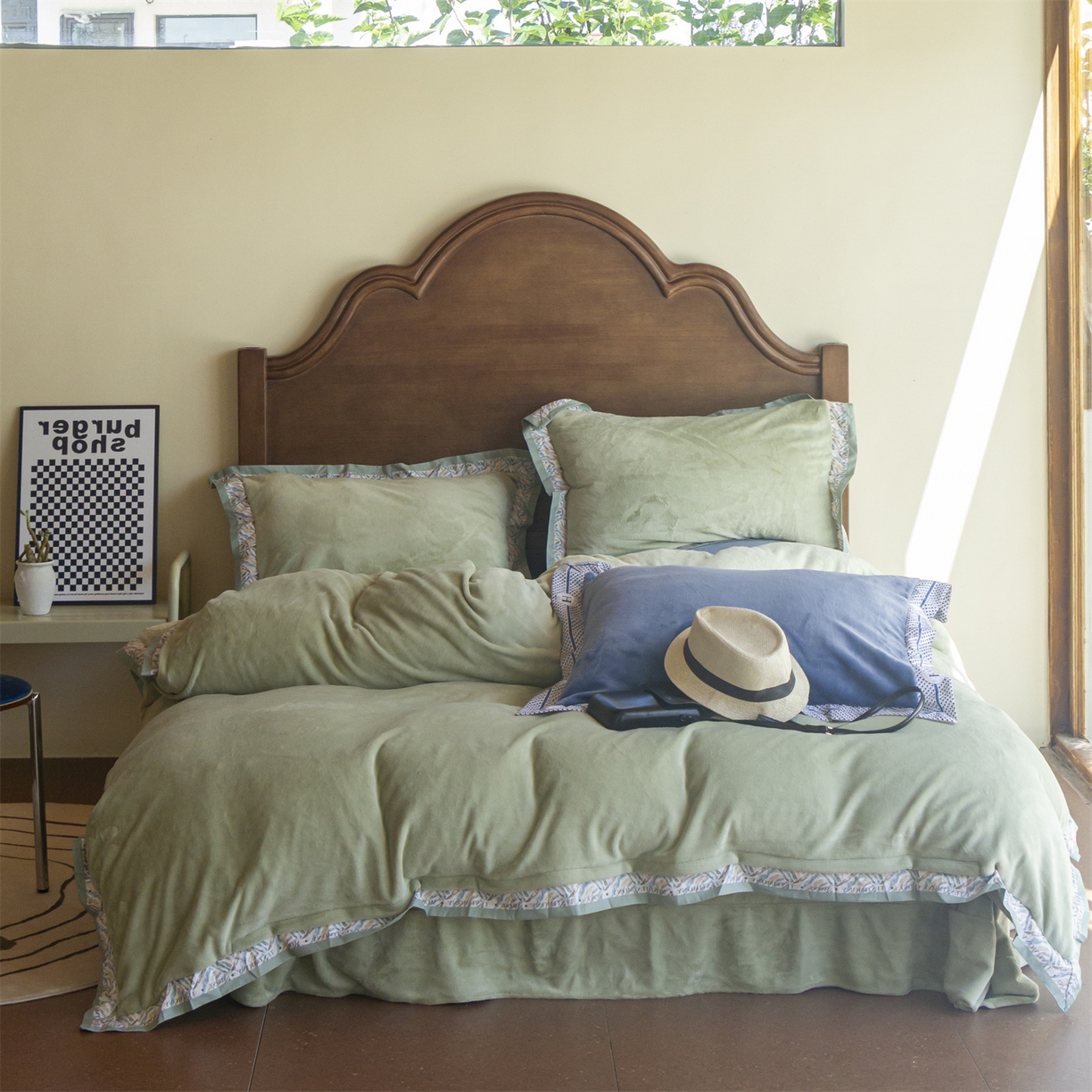 绒梦里 2025新款高克重全消光工艺款高定云绒牛奶绒四件套云柔秘境 云柔秘境-绿