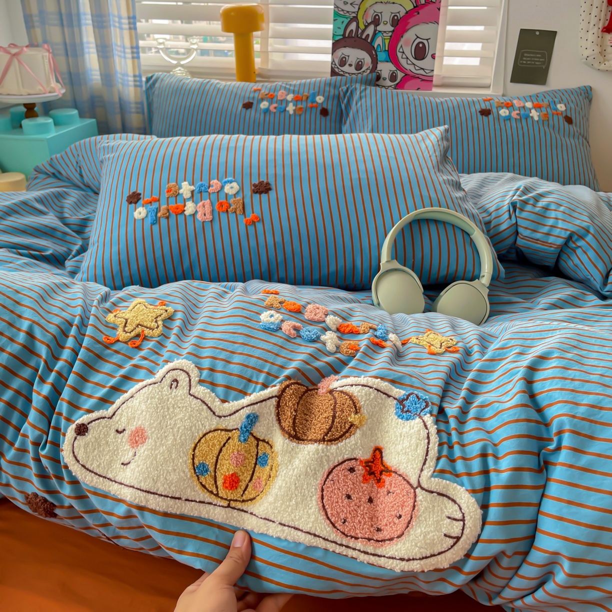 91家纺网 家纺一手货源 找家纺 （总）凯洛奇 2025新款趴趴熊毛巾绣四件套（提供买家秀）