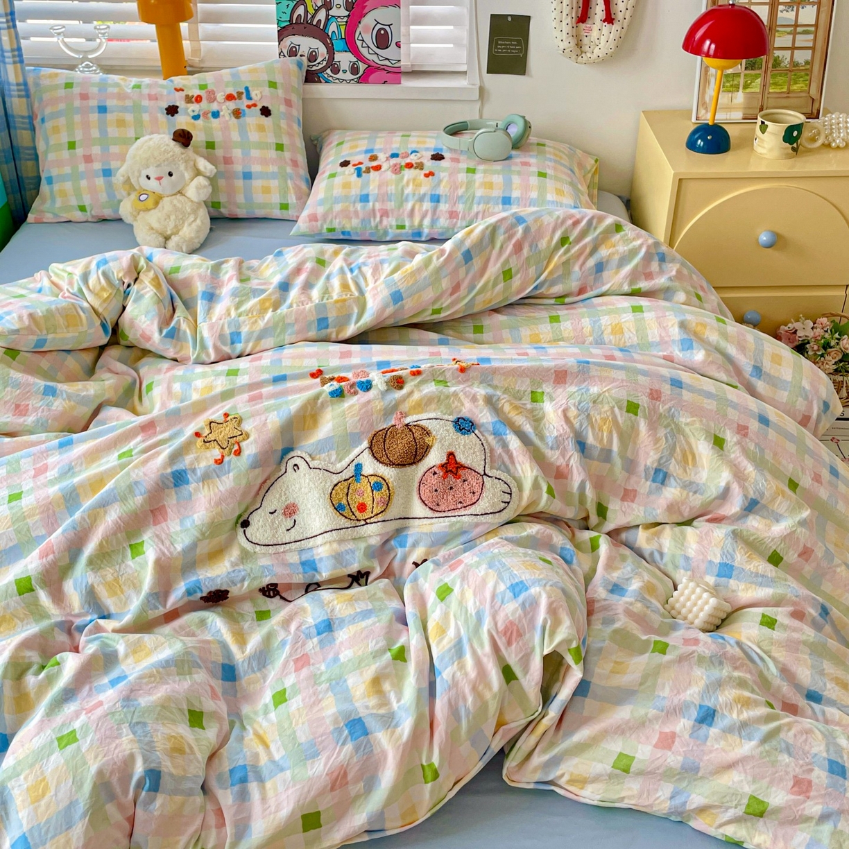 91家纺网 家纺一手货源 找家纺 （总）凯洛奇 2025新款趴趴熊毛巾绣四件套（提供买家秀）