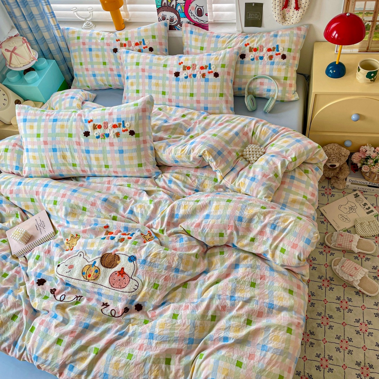 91家纺网 家纺一手货源 找家纺 （总）凯洛奇 2025新款趴趴熊毛巾绣四件套（提供买家秀）