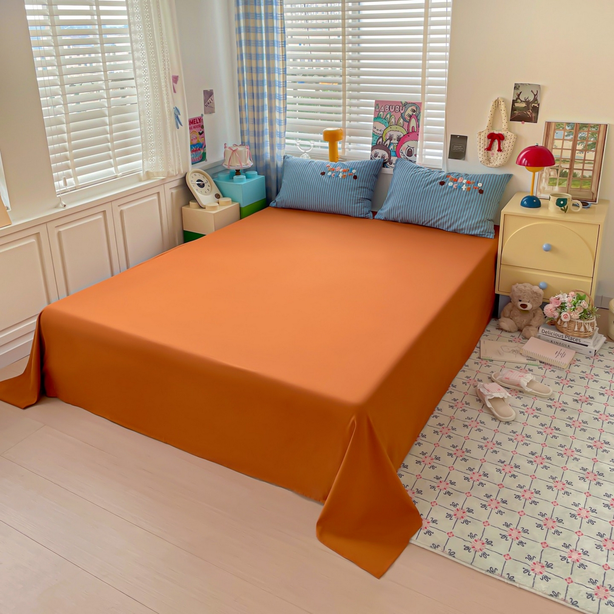 91家纺网 家纺一手货源 找家纺 凯洛奇 2025新款趴趴熊毛巾绣四件套（提供买家秀） 趴趴熊-蓝条条