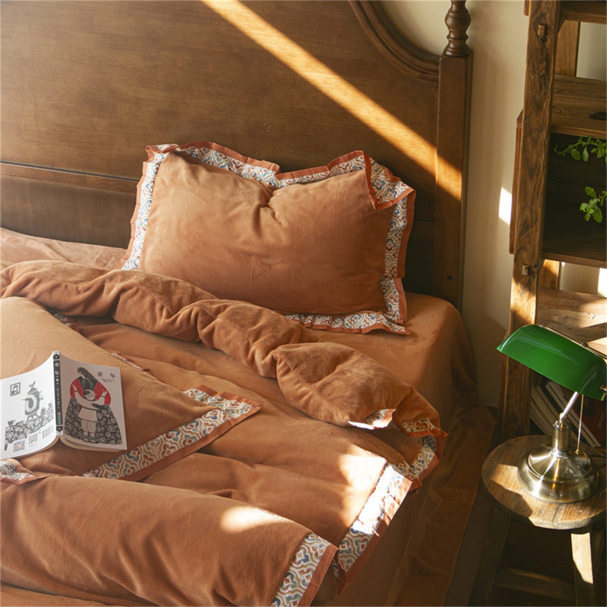 91家纺网 家纺一手货源 找家纺 绒梦里 2025新款高克重全消光工艺款高定云绒牛奶绒四件套云柔秘境 云柔秘境-暖橙