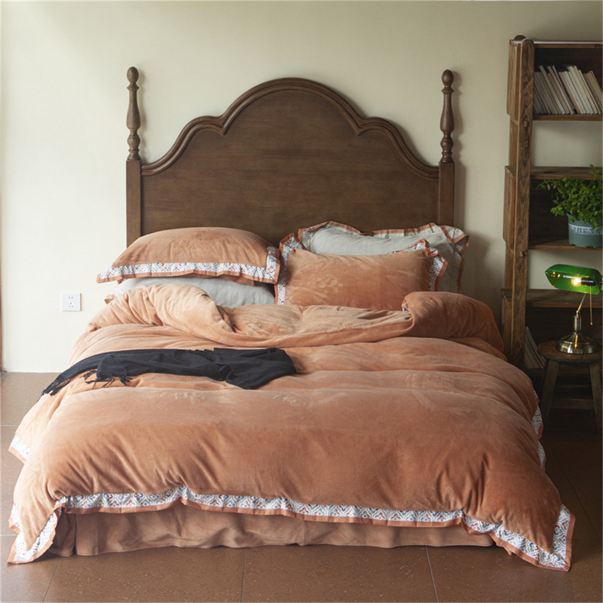 绒梦里 2025新款高克重全消光工艺款高定云绒牛奶绒四件套云柔秘境 云柔秘境-暖橙