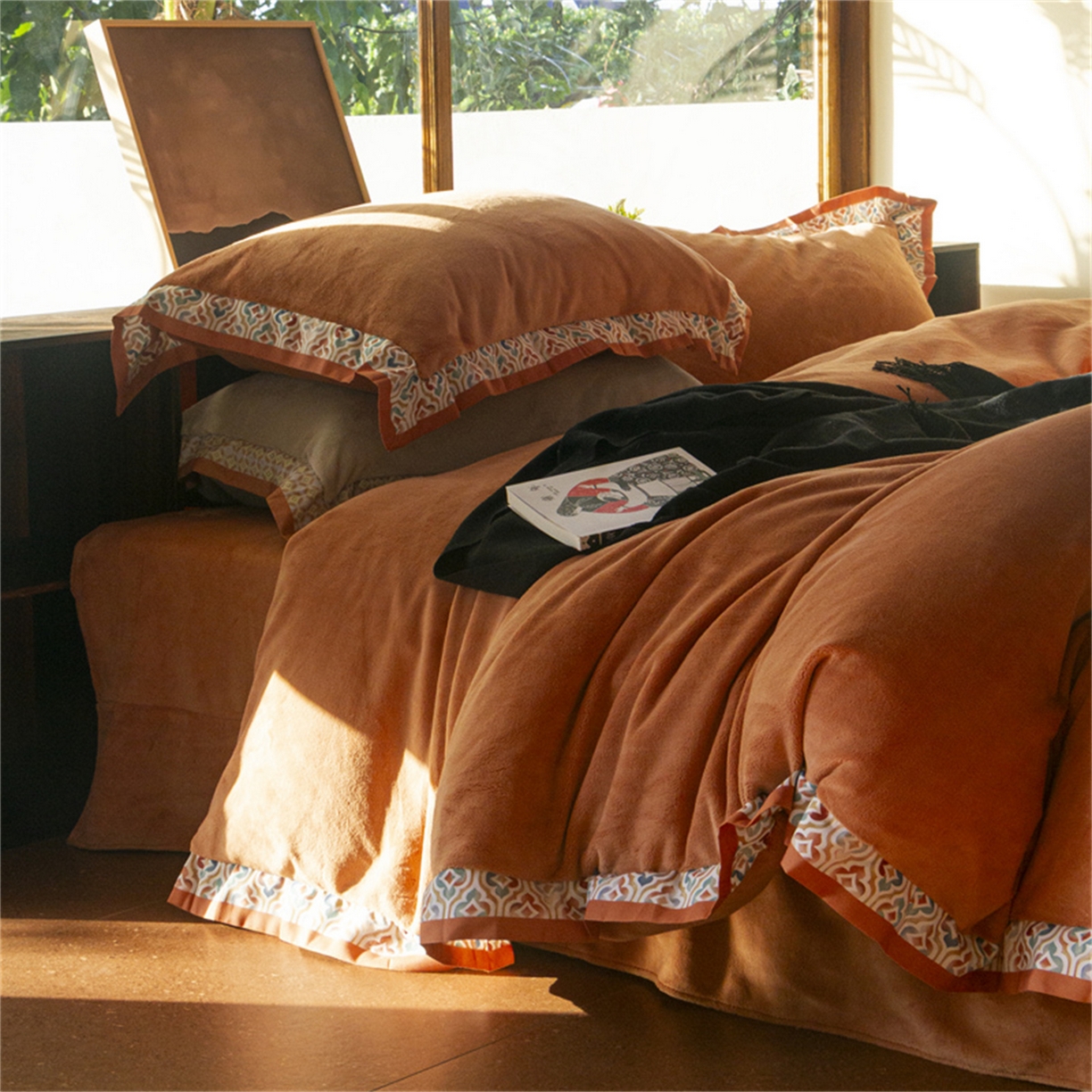 91家纺网 家纺一手货源 找家纺 绒梦里 2025新款高克重全消光工艺款高定云绒牛奶绒四件套云柔秘境 云柔秘境-暖橙