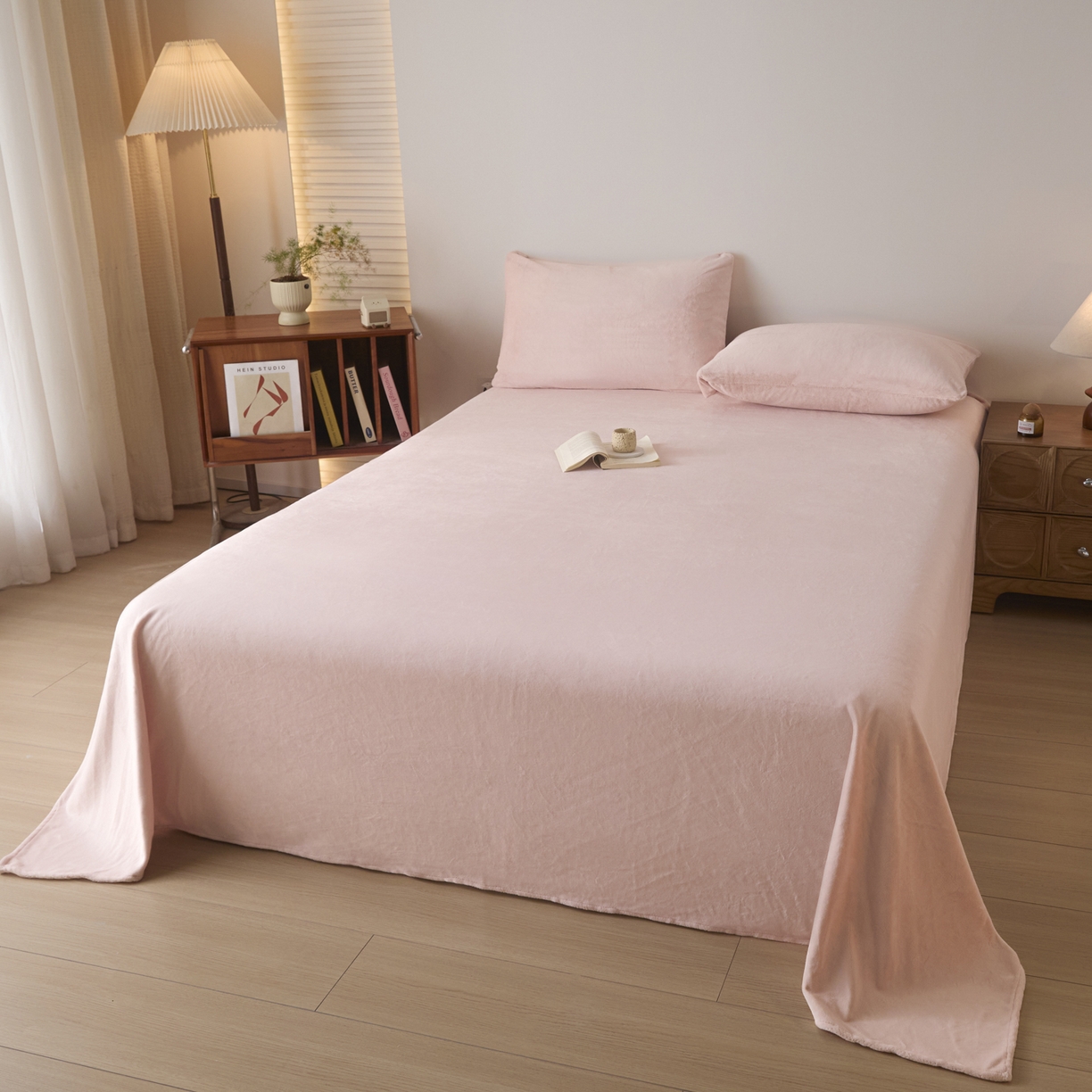 91家纺网 家纺一手货源 找家纺 小叮当家纺仓储工厂店 2025新款牛奶绒简约纯色单床单 床单单件 桃粉-cd