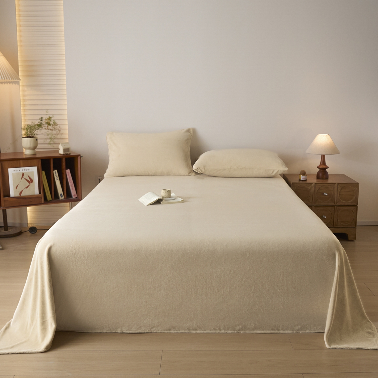 小叮当家纺仓储工厂店 2025新款牛奶绒简约纯色单床单 床单单件 米杏-cd