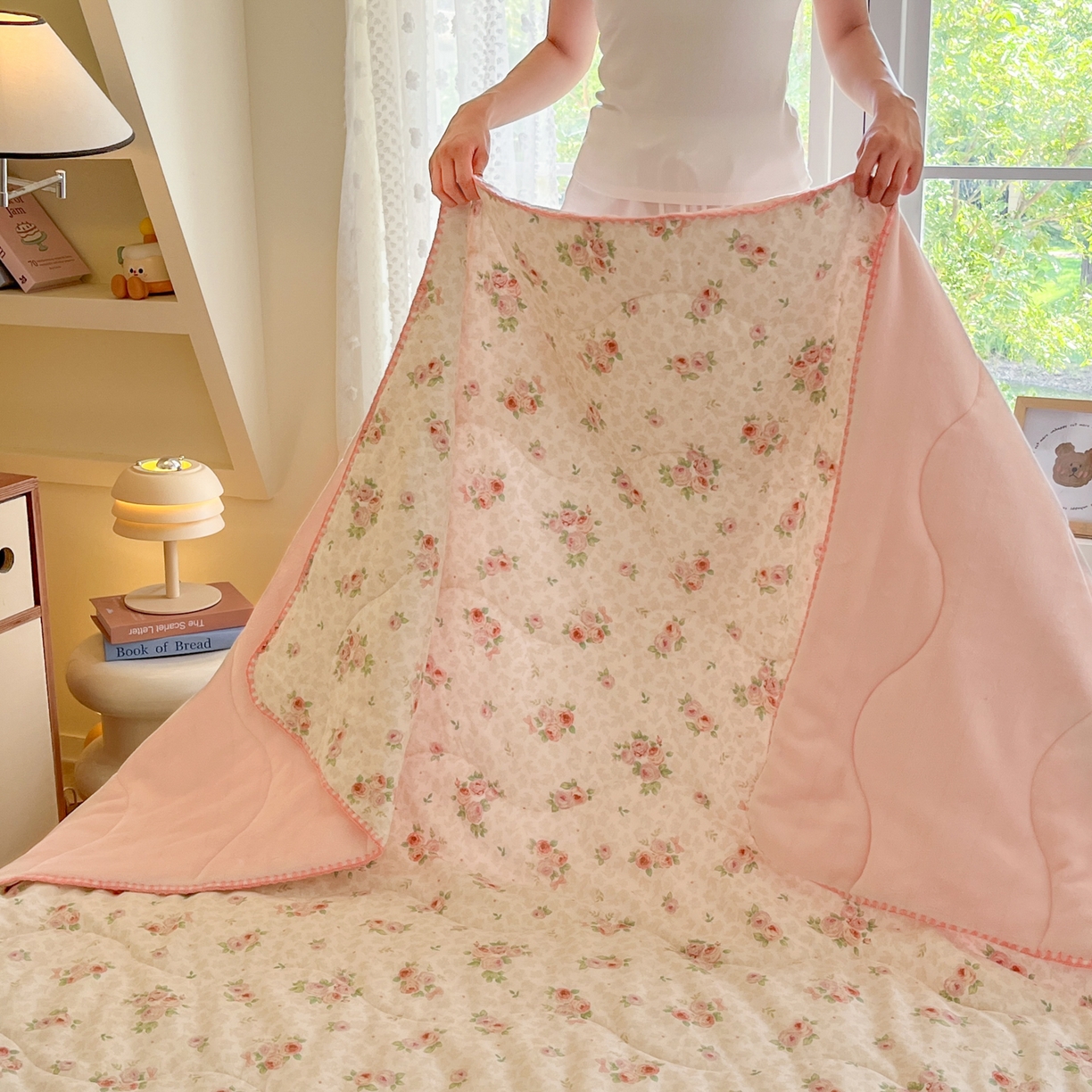 91家纺网 家纺一手货源 找家纺 小叮当家纺仓储工厂店 2025新款全棉双层纱牛奶绒毛毯毯子 双层纱毛毯-春日暖阳