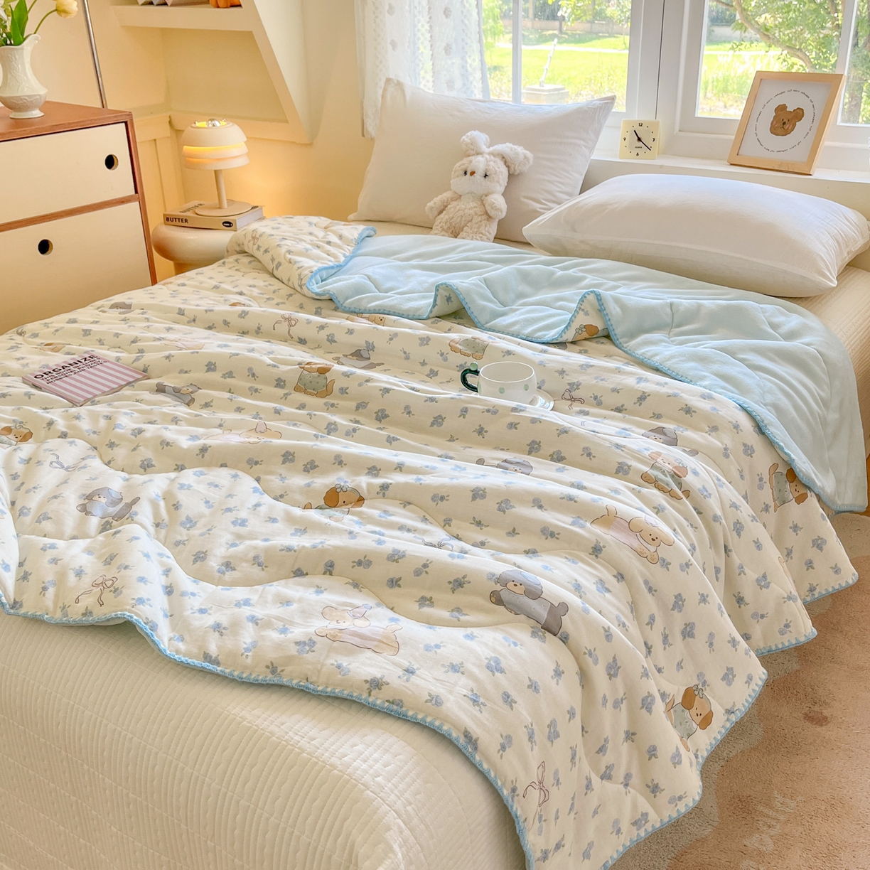 91家纺网 家纺一手货源 找家纺 （总）小叮当家纺仓储工厂店 2025新款全棉双层纱牛奶绒毛毯毯子