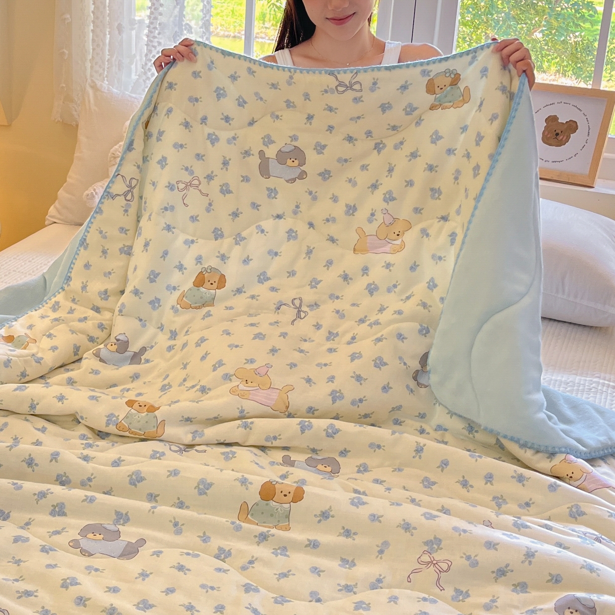 91家纺网 家纺一手货源 找家纺 （总）小叮当家纺仓储工厂店 2025新款全棉双层纱牛奶绒毛毯毯子