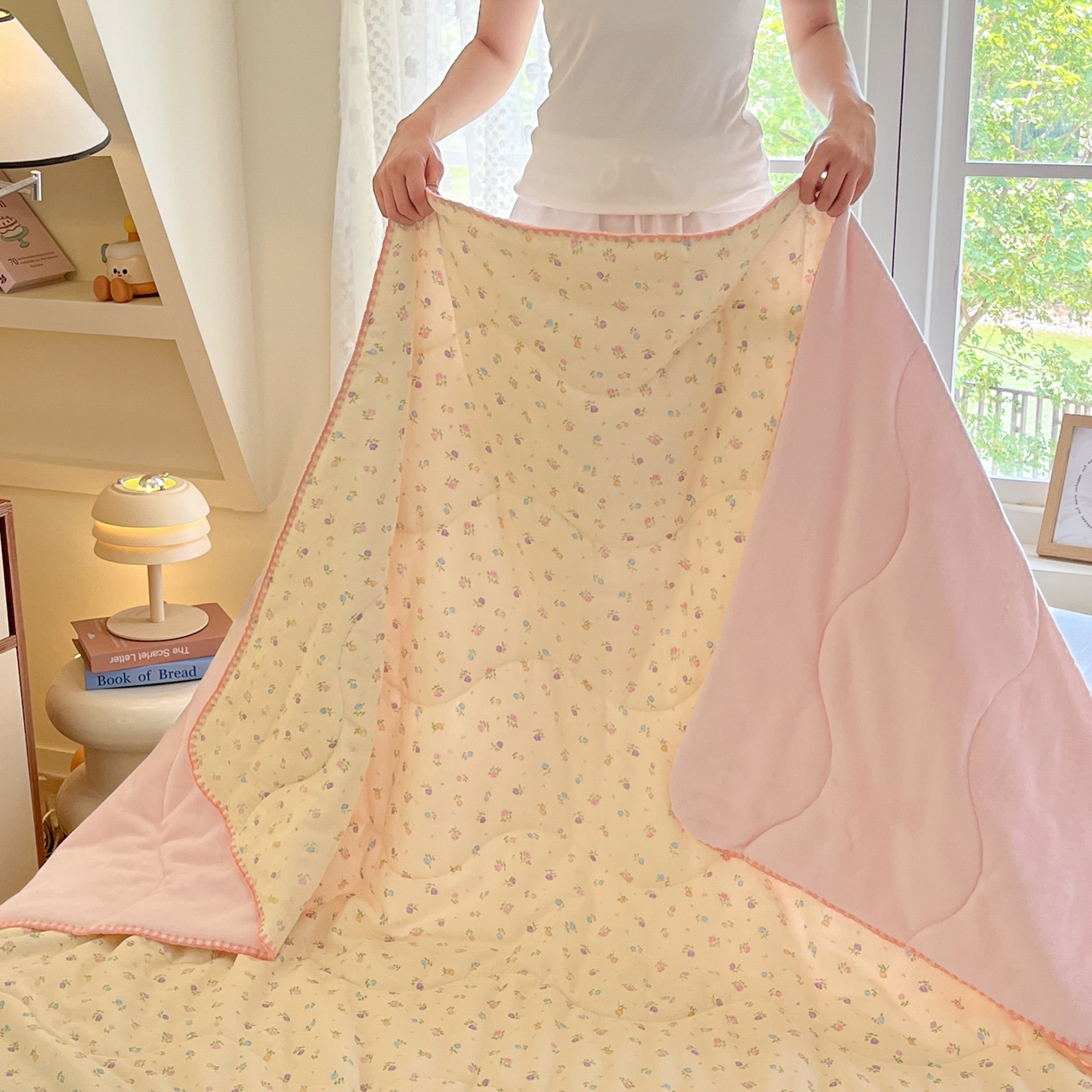 小叮当家纺仓储工厂店 2025新款全棉双层纱牛奶绒毛毯毯子 双层纱毛毯-小碎花