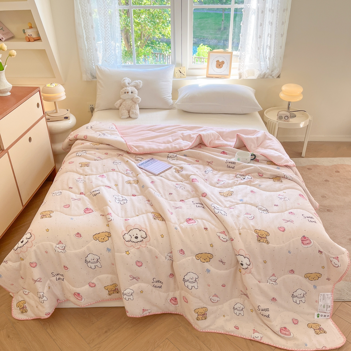 91家纺网 家纺一手货源 找家纺 小叮当家纺仓储工厂店 2025新款全棉双层纱牛奶绒毛毯毯子 双层纱毛毯-甜蜜地带