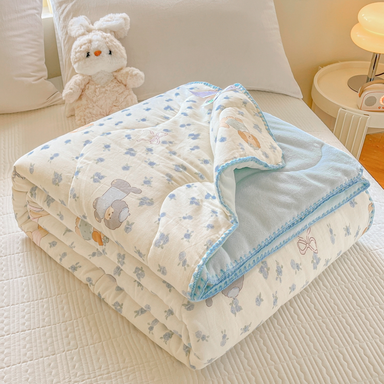 91家纺网 家纺一手货源 找家纺 （总）小叮当家纺仓储工厂店 2025新款全棉双层纱牛奶绒毛毯毯子