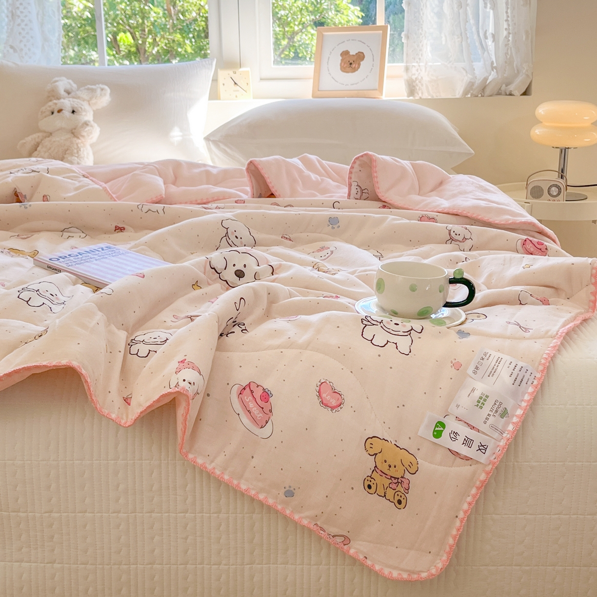 91家纺网 家纺一手货源 找家纺 小叮当家纺仓储工厂店 2025新款全棉双层纱牛奶绒毛毯毯子 双层纱毛毯-甜蜜地带