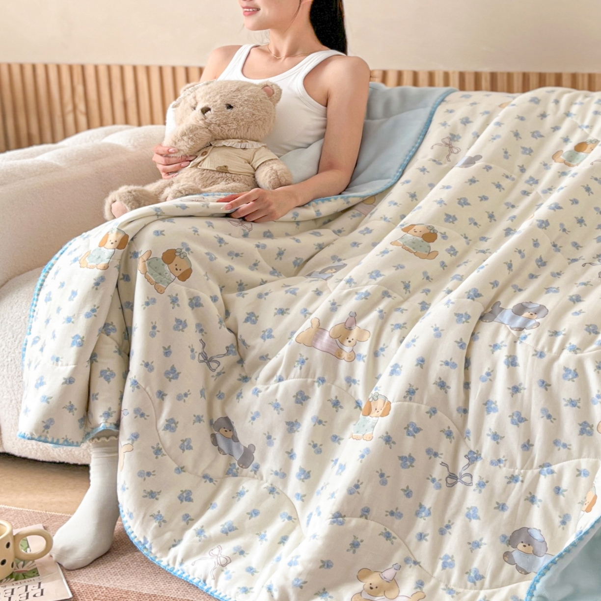 91家纺网 家纺一手货源 找家纺 （总）小叮当家纺仓储工厂店 2025新款全棉双层纱牛奶绒毛毯毯子