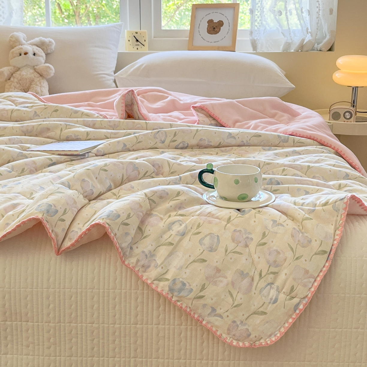 91家纺网 家纺一手货源 找家纺 小叮当家纺仓储工厂店 2025新款全棉双层纱牛奶绒毛毯毯子 双层纱毛毯-郁金花香