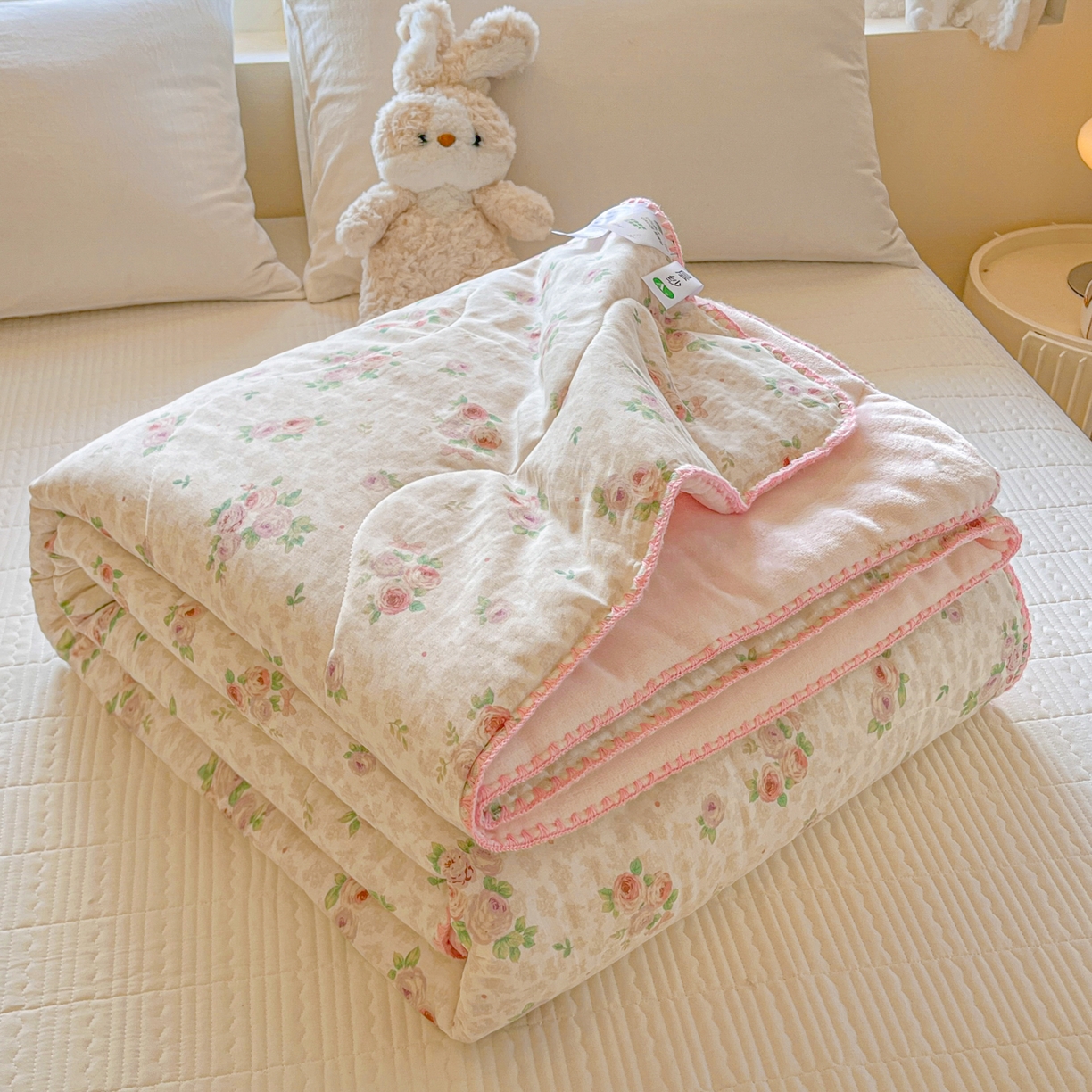 91家纺网 家纺一手货源 找家纺 小叮当家纺仓储工厂店 2025新款全棉双层纱牛奶绒毛毯毯子 双层纱毛毯-春日暖阳