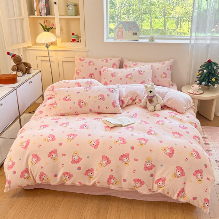 91家纺网 家纺一手货源 找家纺 （总）澜妃 2025新款软fufu加厚保暖可爱系简约牛奶绒四件套-大床图