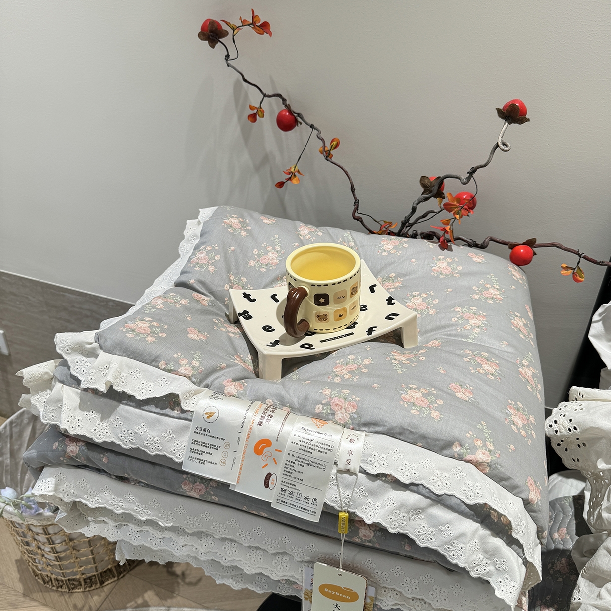 91家纺网 家纺一手货源 找家纺 （总）莱豫家纺 2025新款全棉花边四季被5斤有同款床盖三件套