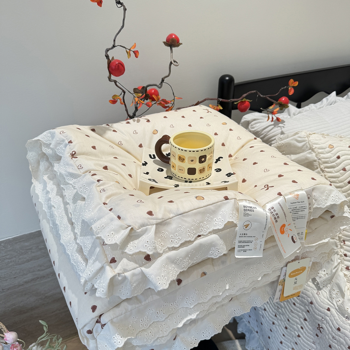 91家纺网 家纺一手货源 找家纺 （总）莱豫家纺 2025新款全棉花边四季被5斤有同款床盖三件套