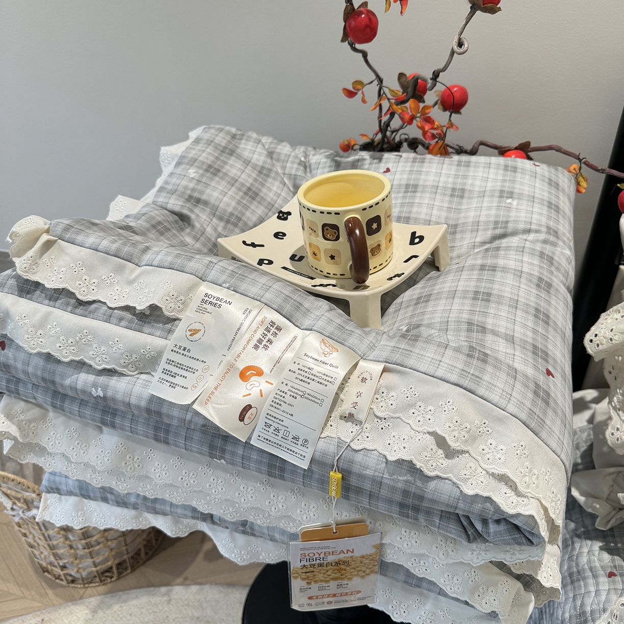 91家纺网 家纺一手货源 找家纺 （总）莱豫家纺 2025新款全棉花边四季被5斤有同款床盖三件套