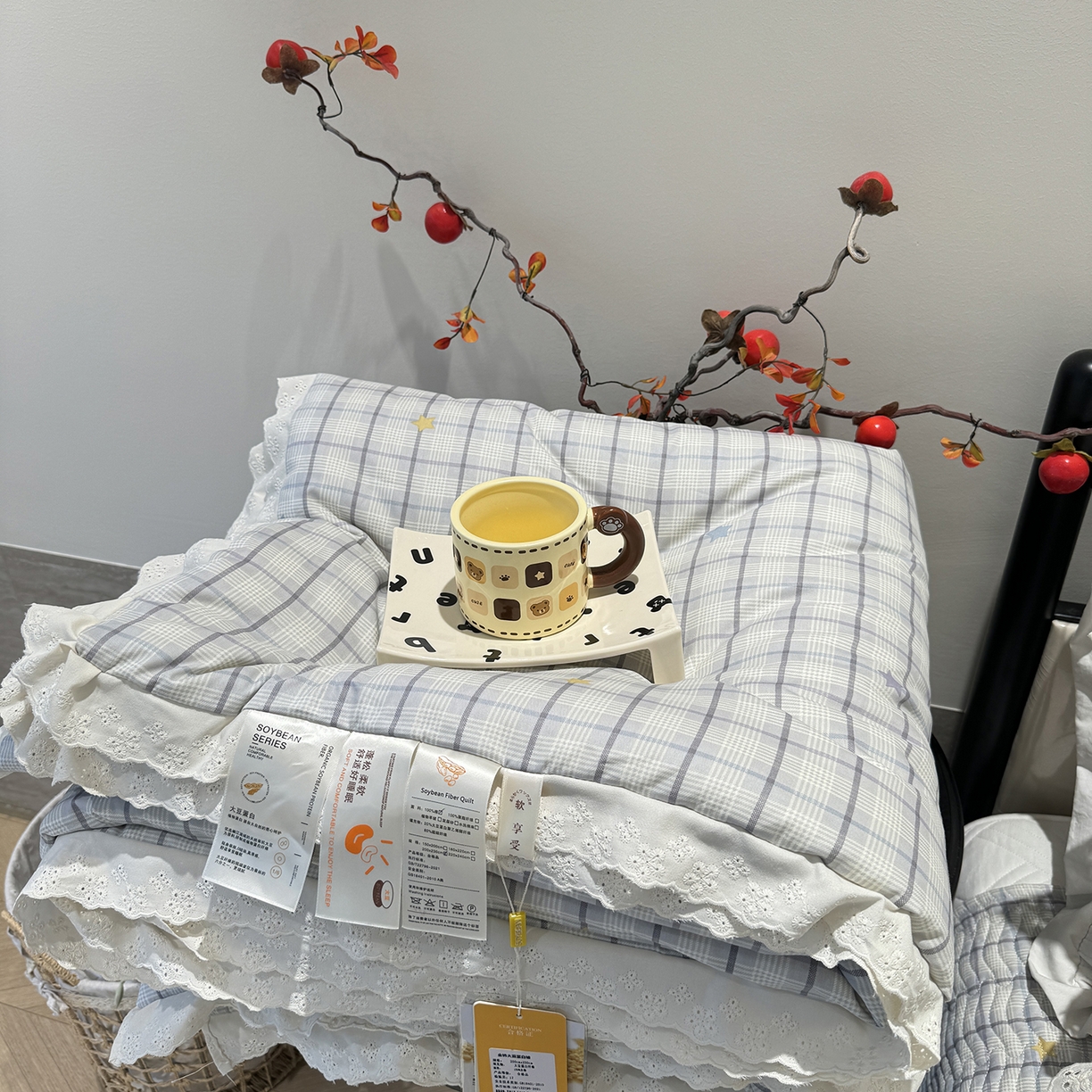 91家纺网 家纺一手货源 找家纺 莱豫家纺 2025新款全棉花边四季被5斤有同款床盖三件套 极光之星