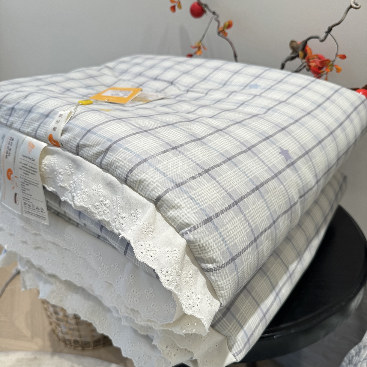 91家纺网 家纺一手货源 找家纺 莱豫家纺 2025新款全棉花边四季被5斤有同款床盖三件套 极光之星