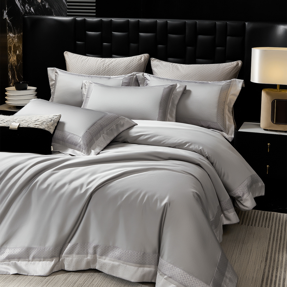 91家纺网 家纺一手货源 找家纺 （总）元元家居（元元被业） 2025秋冬新款百支长绒棉纯棉贡缎工艺款四件套-魅影系列