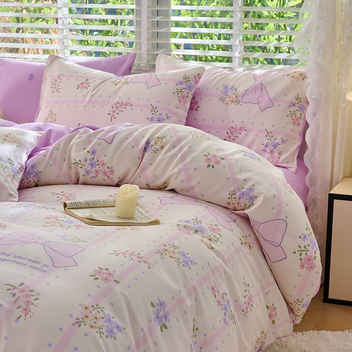 91家纺网 家纺一手货源 找家纺 798家纺 2026新款全棉12868四件套-清新风系列 沁甜