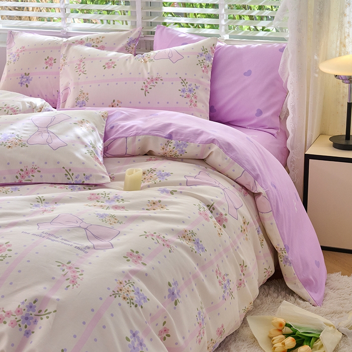 91家纺网 家纺一手货源 找家纺 798家纺 2026新款全棉12868四件套-清新风系列 沁甜