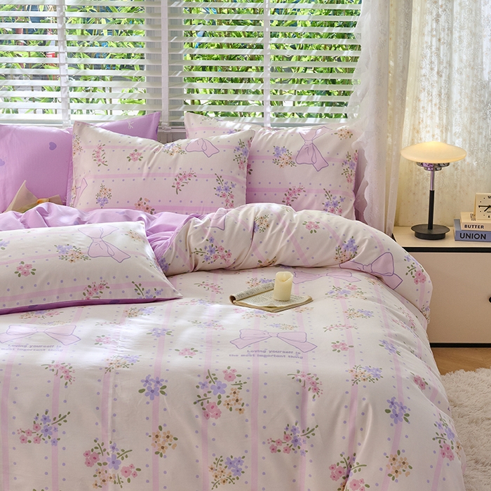 91家纺网 家纺一手货源 找家纺 798家纺 2026新款全棉12868四件套-清新风系列 沁甜