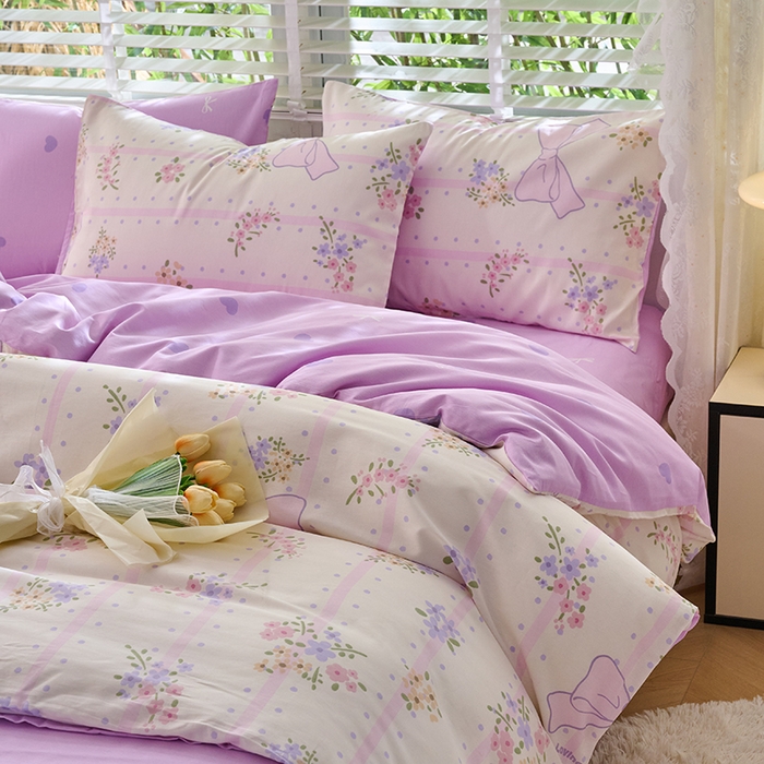 91家纺网 家纺一手货源 找家纺 798家纺 2026新款全棉12868四件套-清新风系列 沁甜