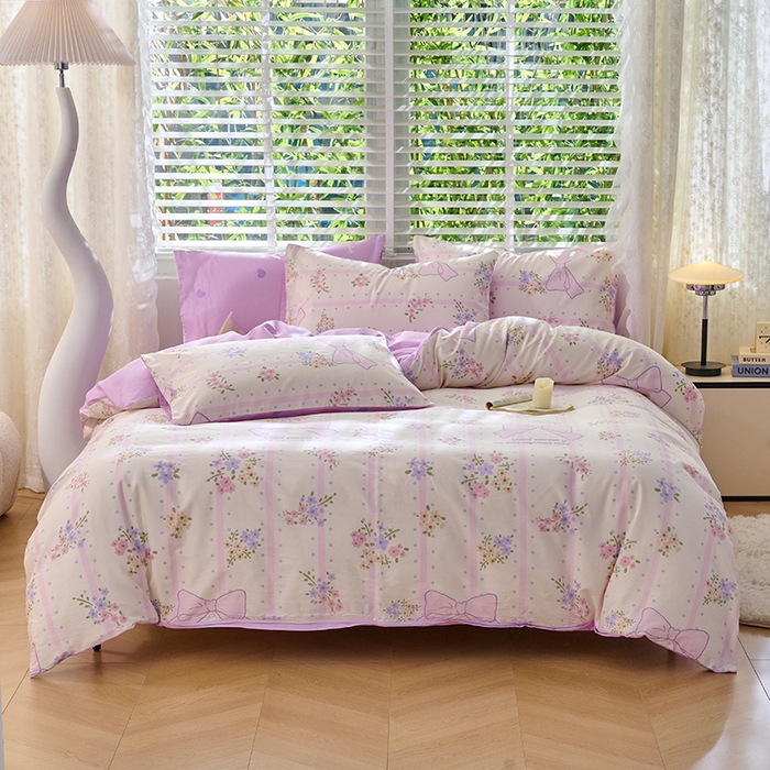 91家纺网 家纺一手货源 找家纺 798家纺 2026新款全棉12868四件套-清新风系列 沁甜