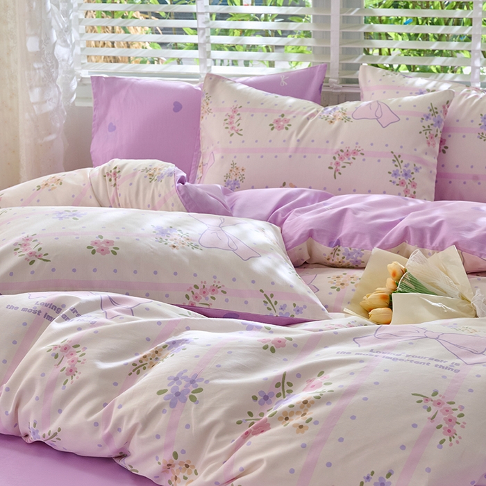 91家纺网 家纺一手货源 找家纺 798家纺 2026新款全棉12868四件套-清新风系列 沁甜