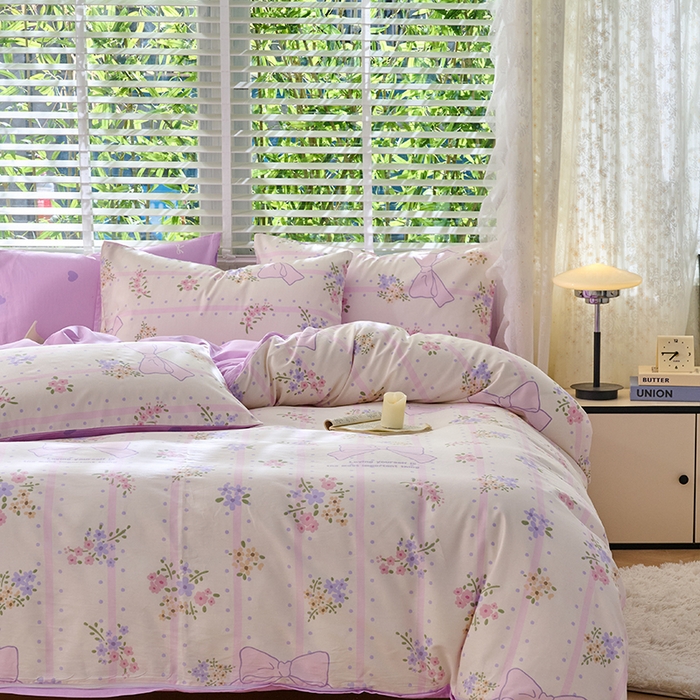 91家纺网 家纺一手货源 找家纺 798家纺 2026新款全棉12868四件套-清新风系列 沁甜