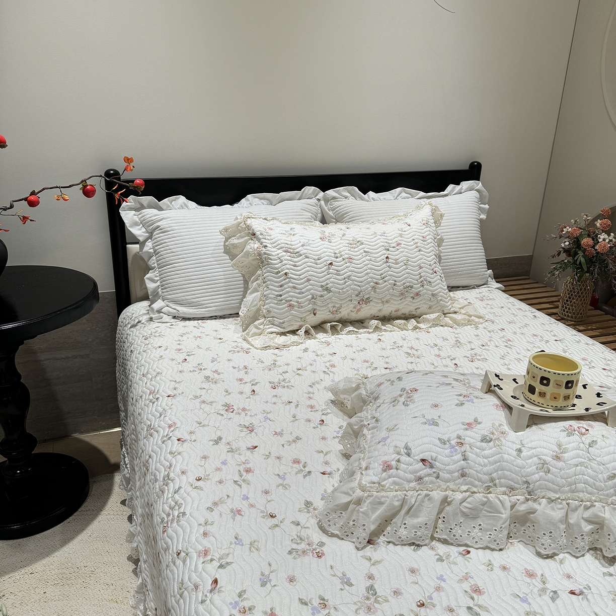 91家纺网 家纺一手货源 找家纺 莱豫家纺 2025秋冬新款纯棉床盖三件套可配同款四季被同款被套 薇语梦