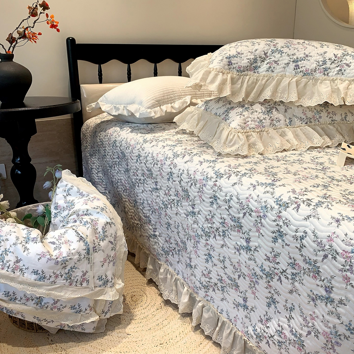 91家纺网 家纺一手货源 找家纺 莱豫家纺 2025秋冬新款纯棉床盖三件套可配同款四季被同款被套 夏梦