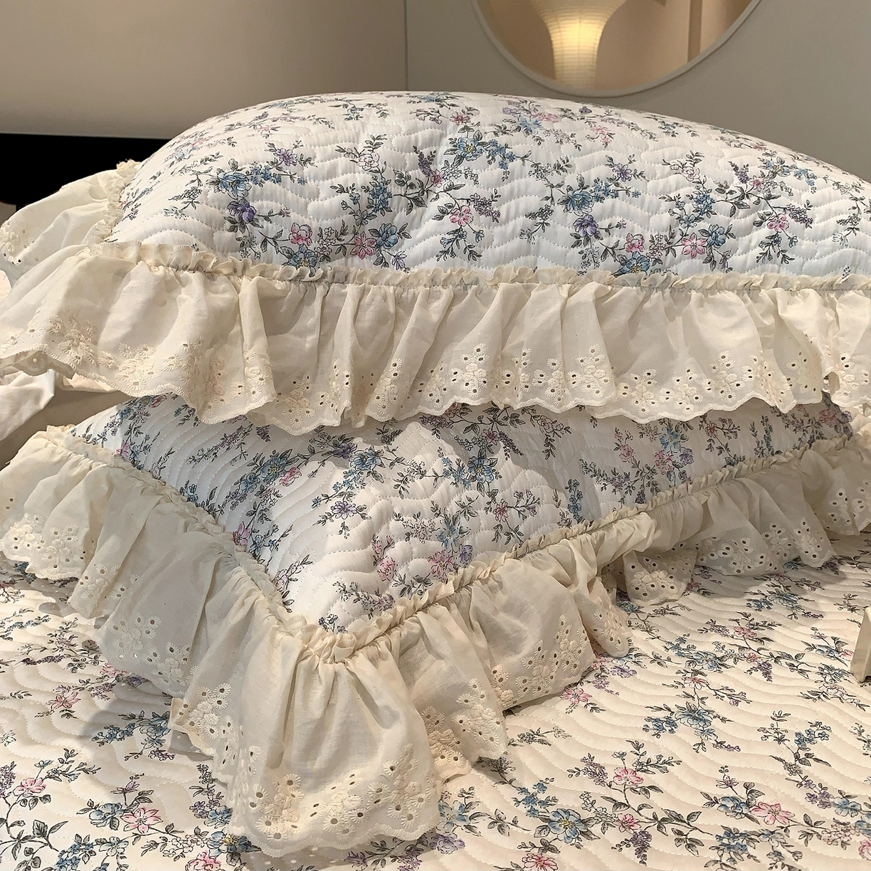 91家纺网 家纺一手货源 找家纺 莱豫家纺 2025秋冬新款纯棉床盖三件套可配同款四季被同款被套 夏梦