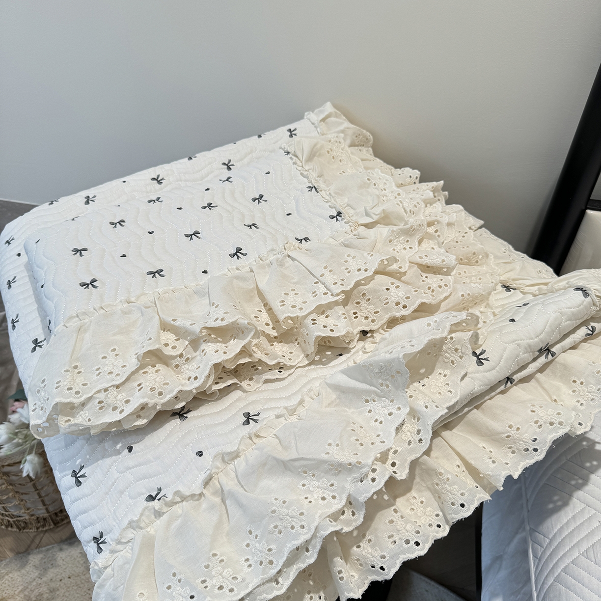 91家纺网 家纺一手货源 找家纺 莱豫家纺 2025秋冬新款纯棉床盖三件套可配同款四季被同款被套 蝴蝶结