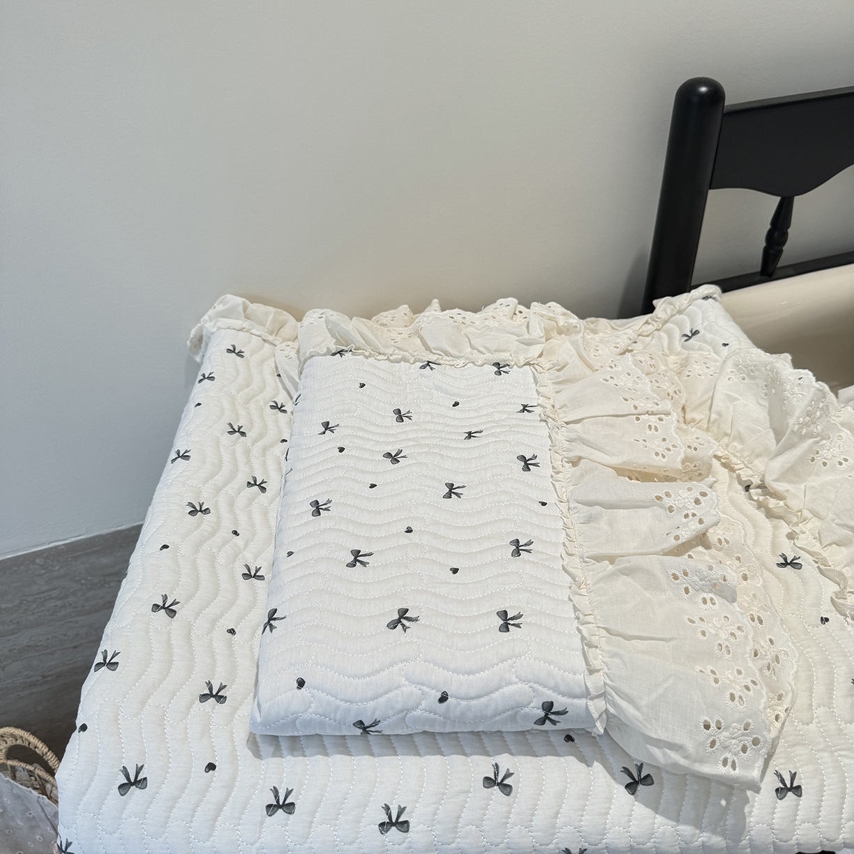 91家纺网 家纺一手货源 找家纺 莱豫家纺 2025秋冬新款纯棉床盖三件套可配同款四季被同款被套 蝴蝶结