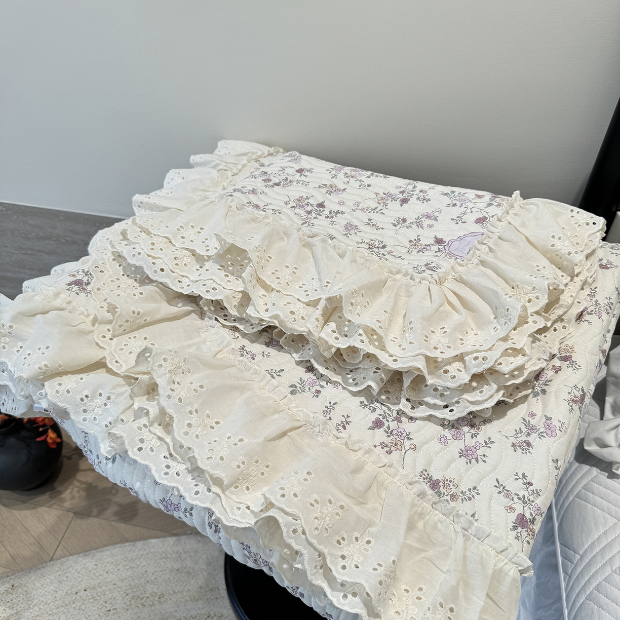 91家纺网 家纺一手货源 找家纺 莱豫家纺 2025秋冬新款纯棉床盖三件套可配同款四季被同款被套 紫悦