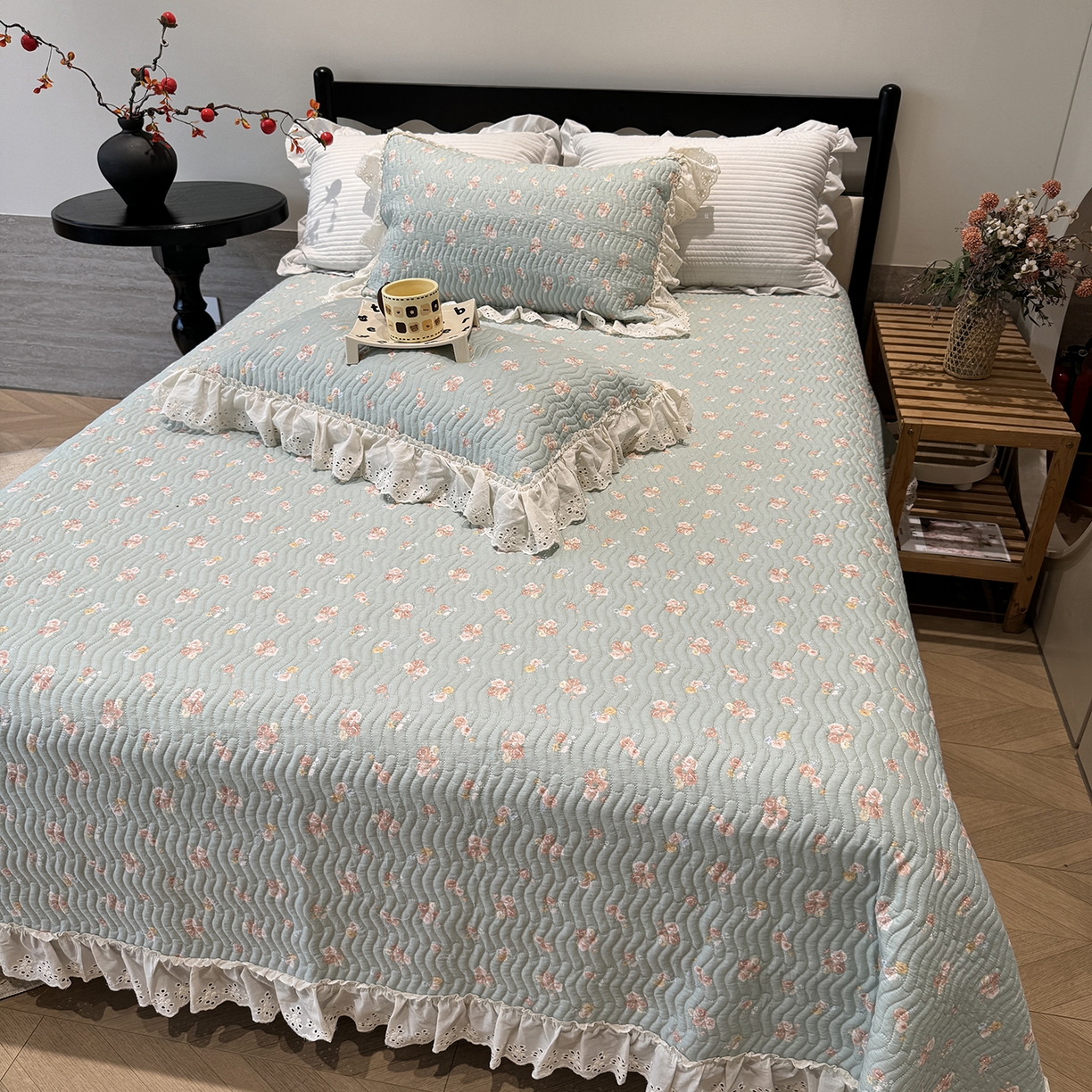 91家纺网 家纺一手货源 找家纺 （总）莱豫家纺 2025秋冬新款纯棉床盖三件套可配同款四季被同款被套