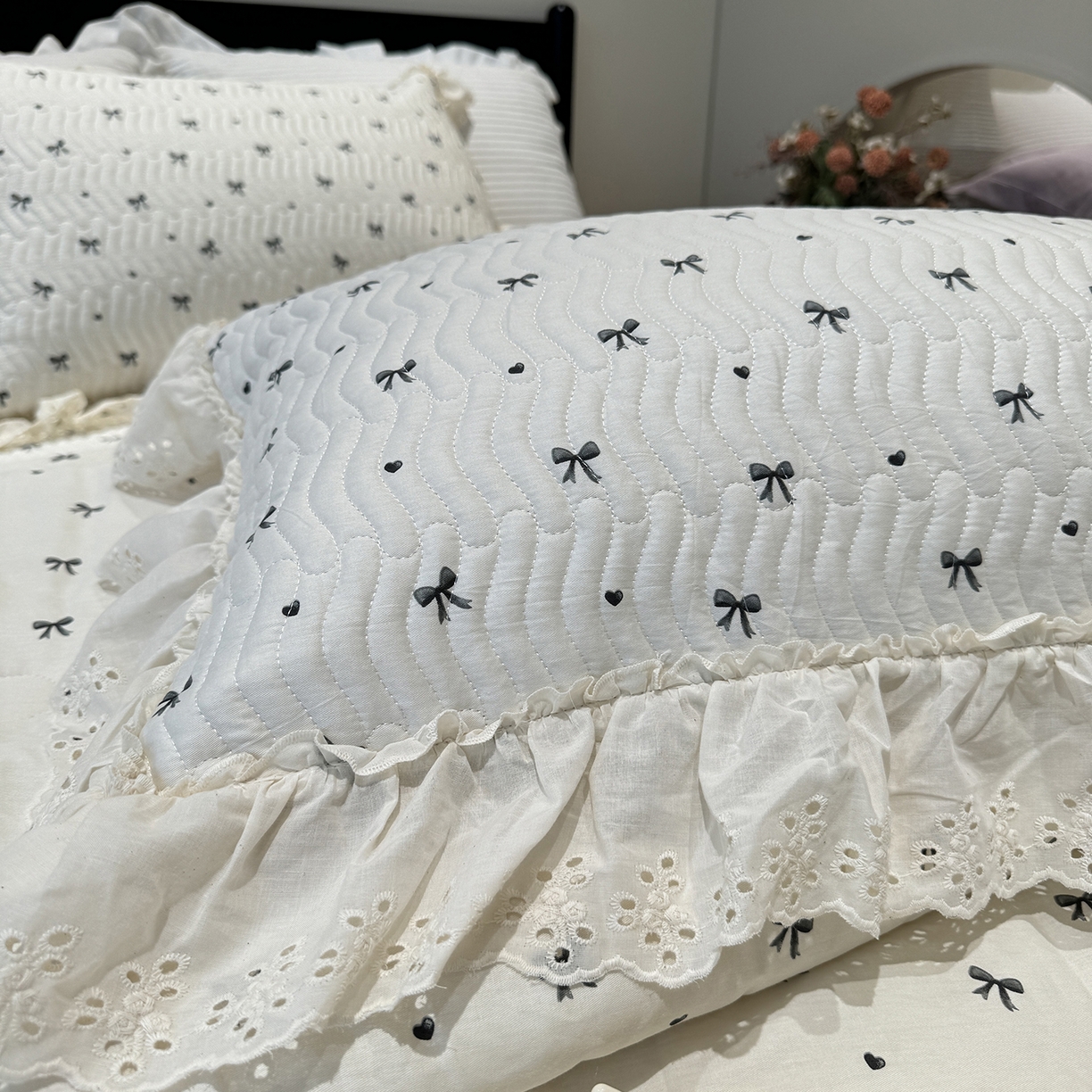 91家纺网 家纺一手货源 找家纺 莱豫家纺 2025秋冬新款纯棉床盖三件套可配同款四季被同款被套 蝴蝶结