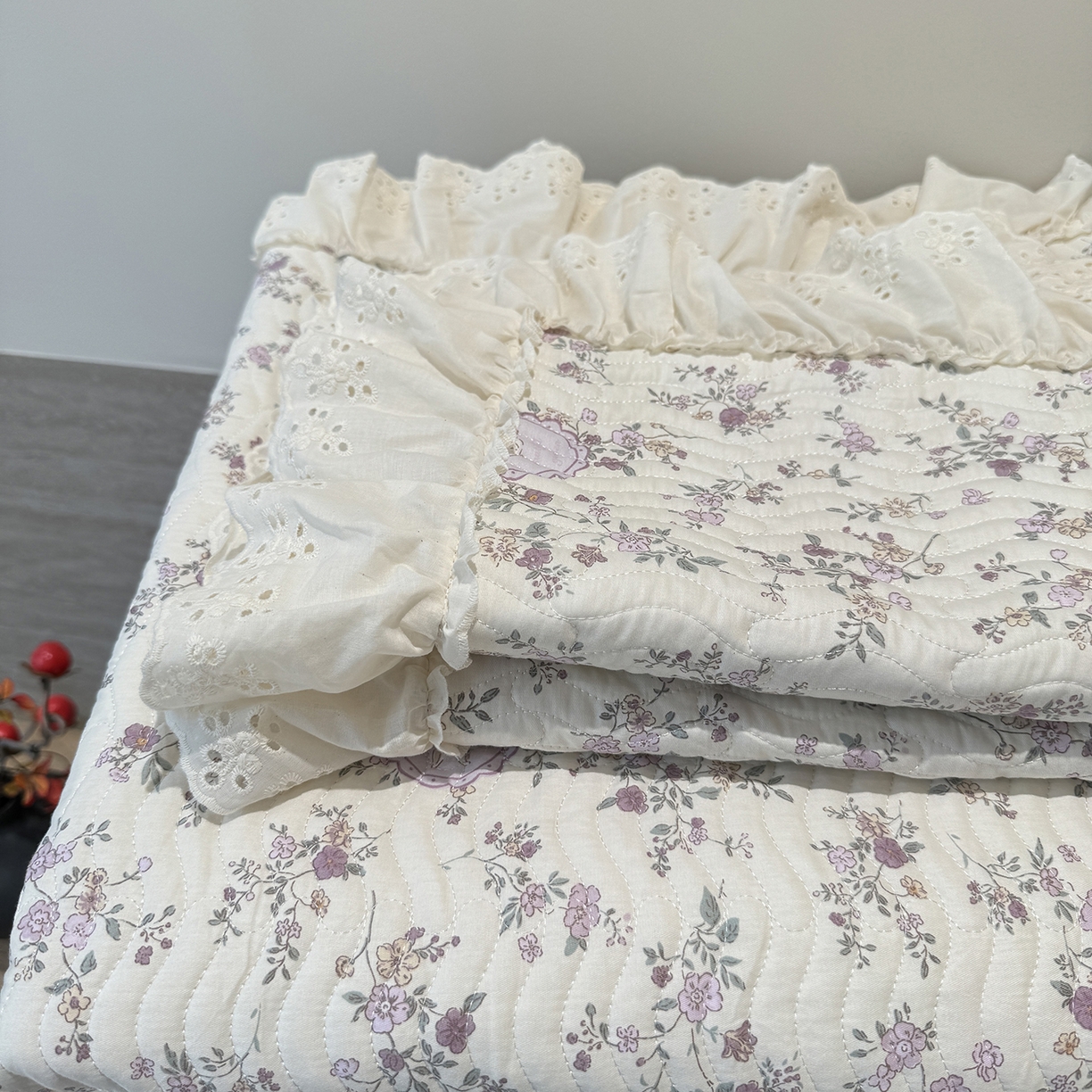 91家纺网 家纺一手货源 找家纺 莱豫家纺 2025秋冬新款纯棉床盖三件套可配同款四季被同款被套 紫悦