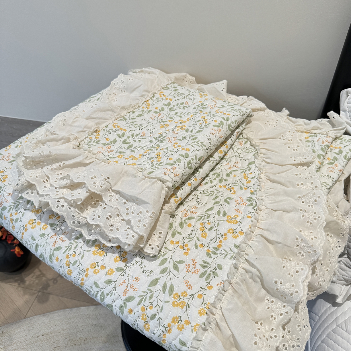 91家纺网 家纺一手货源 找家纺 莱豫家纺 2025秋冬新款纯棉床盖三件套可配同款四季被同款被套 千野绿