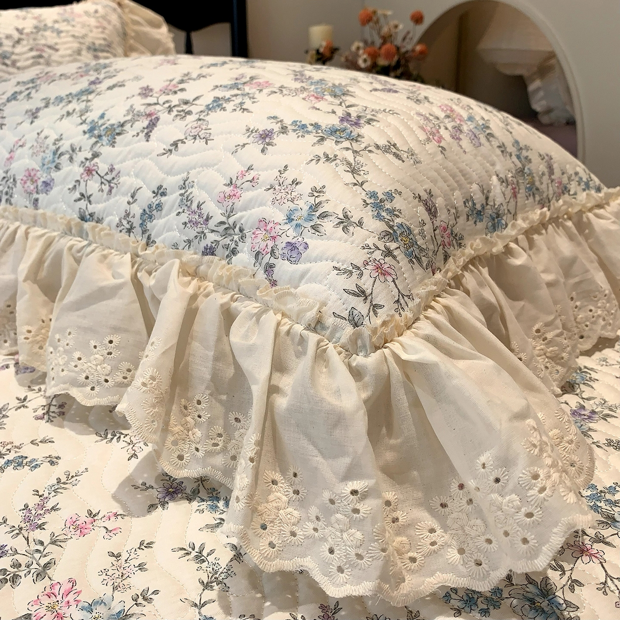 91家纺网 家纺一手货源 找家纺 莱豫家纺 2025秋冬新款纯棉床盖三件套可配同款四季被同款被套 夏梦