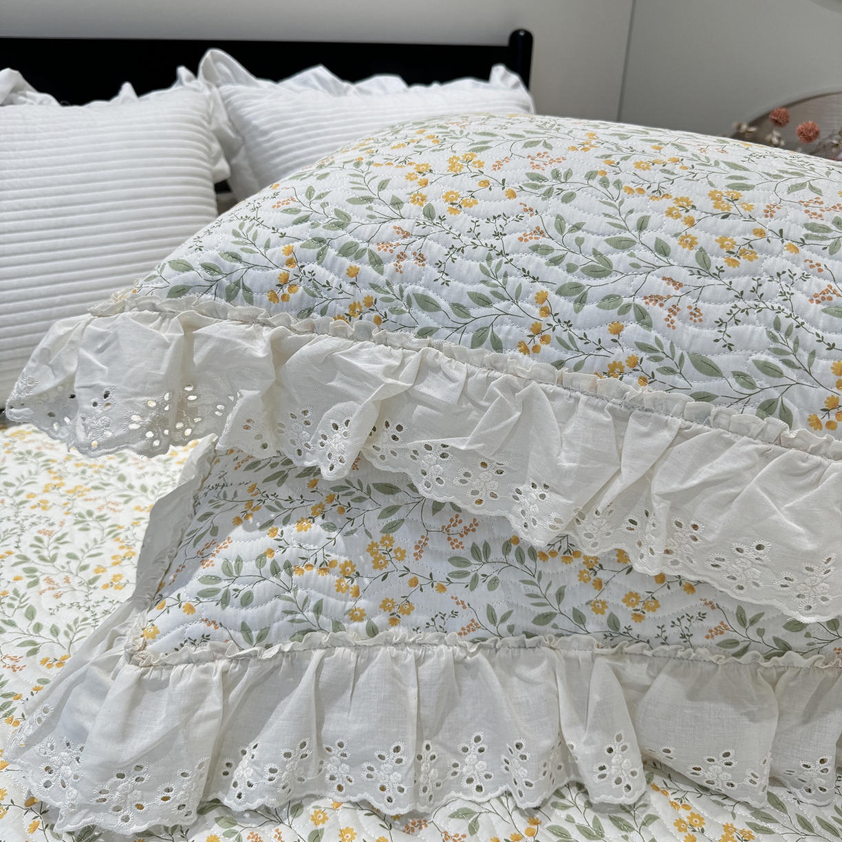 91家纺网 家纺一手货源 找家纺 莱豫家纺 2025秋冬新款纯棉床盖三件套可配同款四季被同款被套 千野绿