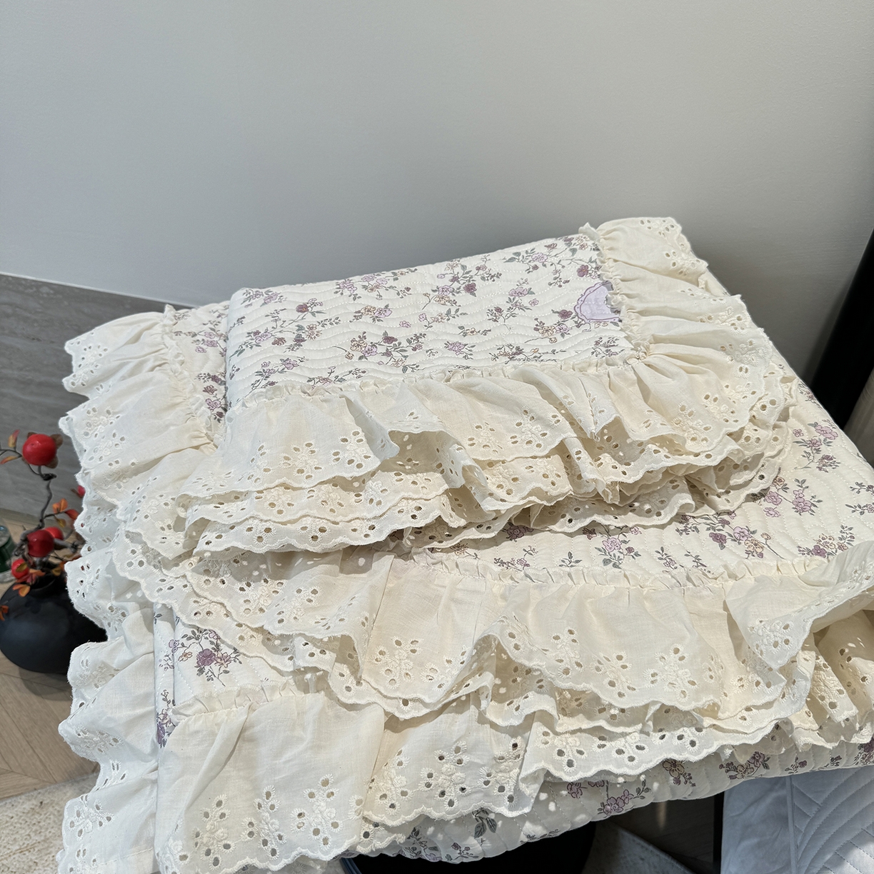 91家纺网 家纺一手货源 找家纺 莱豫家纺 2025秋冬新款纯棉床盖三件套可配同款四季被同款被套 紫悦