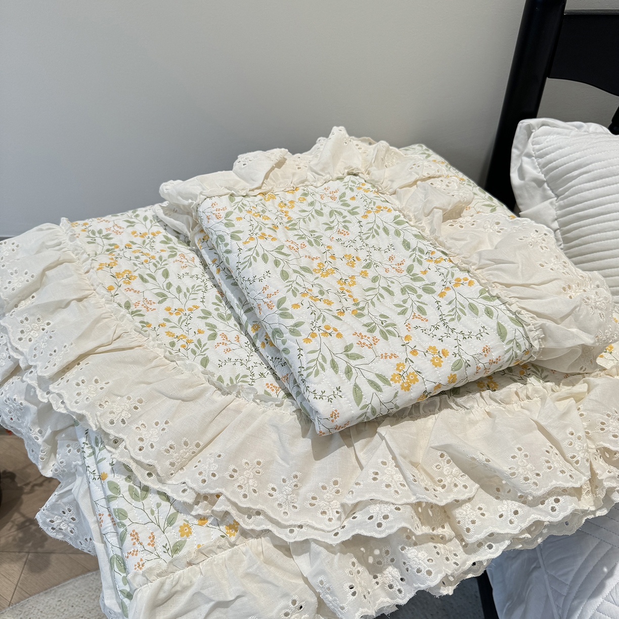 91家纺网 家纺一手货源 找家纺 莱豫家纺 2025秋冬新款纯棉床盖三件套可配同款四季被同款被套 千野绿